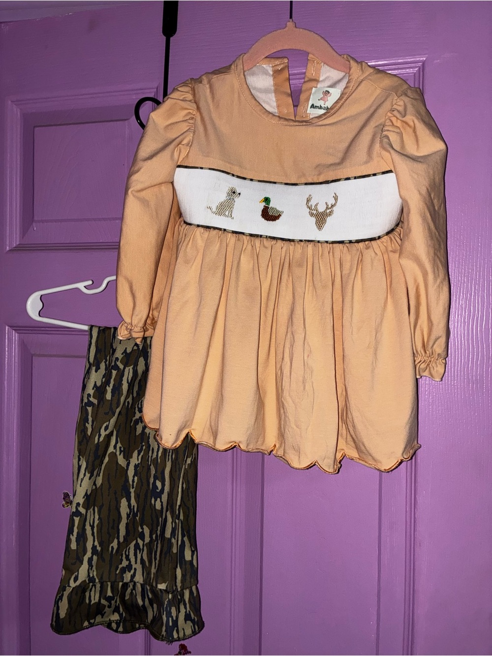 Smocked Kids Camo with Animal Motif -